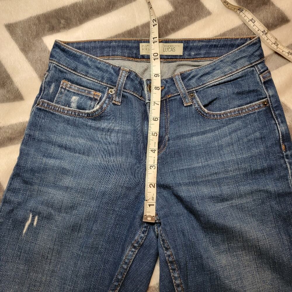 Topshop Moto Petite Lucas Jeans 24P Cropped Distressed Ripped Denim - Picture 6 of 12